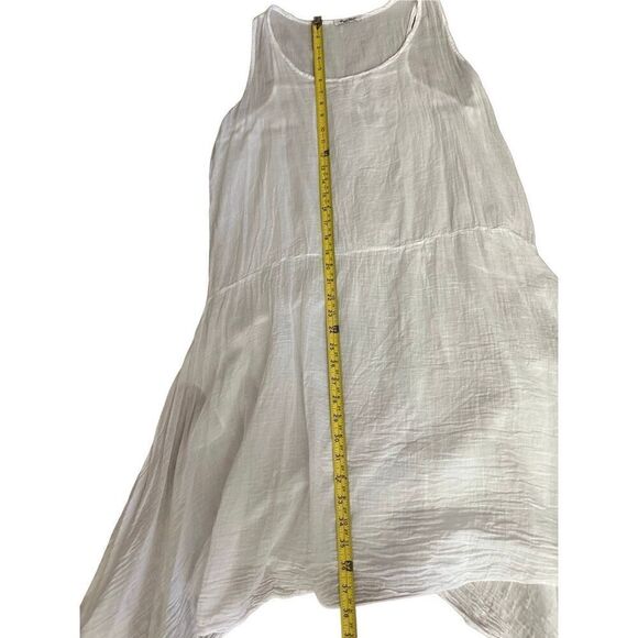 Meo Meli Italy White Cotton Long Tunic Top Sleeveless Unsized Slits - Picture 6 of 8